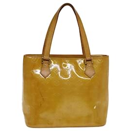 Louis Vuitton-LOUIS VUITTON Monogram Vernis Sac à main Houston Beige M91004 LV Auth 81721-Beige