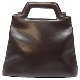 Salvatore Ferragamo-Sac à main en cuir Gancini de Salvatore Ferragamo 2 en 1 marron Auth 81634-Marron