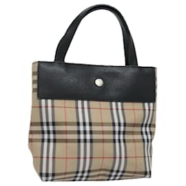 Burberry-Sac à main en toile beige à carreaux Nova de BURBERRY Auth yk13568-Beige