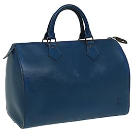 Louis Vuitton-LOUIS VUITTON Epi Speedy 30 Sac à main Bleu Toledo M43005 LV Auth 82518-Bleu