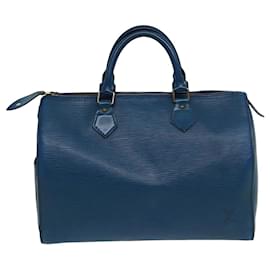 Louis Vuitton-LOUIS VUITTON Epi Speedy 30 Sac à main Bleu Toledo M43005 LV Auth 82518-Bleu