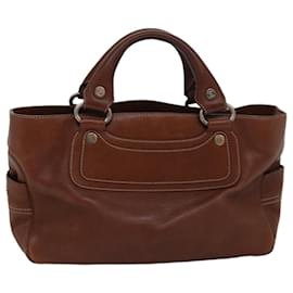 Céline-Sac à main en cuir marron Auth 82689-Marron