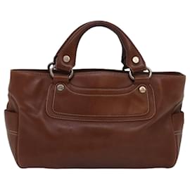 Céline-Sac à main en cuir marron Auth 82689-Marron