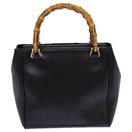 Gucci-Sac à main en cuir GUCCI Bamboo 2 voies noir Auth bs15878-Noir