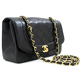 Chanel-CHANEL Sac à bandoulière Diana Flap en cuir d'agneau matelassé noir-Noir