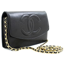 Chanel-Sac à bandoulière CHANEL Caviar Wallet On Chain WOC noir-Noir