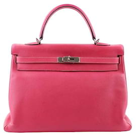 Hermès-Sac Kelly 35 en cuir-Rose