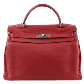 Hermès-Sac Kelly 35 en cuir-Rouge