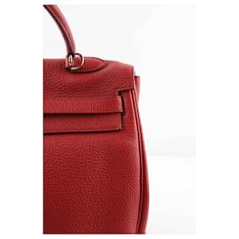 Hermès-Sac Kelly 35 en cuir-Rouge