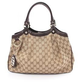 Gucci-Sac à main Gucci Sukey en toile GG-Marron,Beige