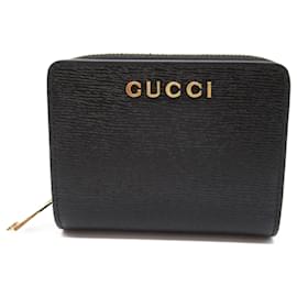 Gucci-Portefeuille en cuir pliant Gucci-Noir