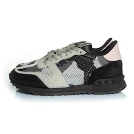 Valentino-Valentino Garavani, Camo rockrunner en gris et rose-Rose,Gris