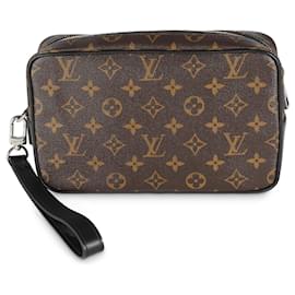 Louis Vuitton-Pochette Kasai en toile Monogram Macassar Louis Vuitton-Marron,Noir