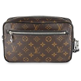 Louis Vuitton-Pochette Kasai en toile Monogram Macassar Louis Vuitton-Marron,Noir