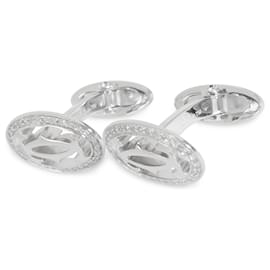 Cartier-Boutons de manchette C de Cartier en or blanc 18k 0,5 CTW-Autre