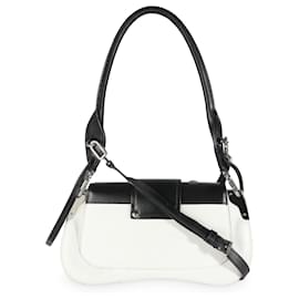 Prada-Sac à épaule Sidonie en cuir de veau noir et blanc de Prada-Noir,Blanc