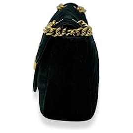 Gucci-Sac à épaule Gucci Marmont Small en velours matelassé noir-Noir