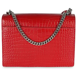 Saint Laurent-Saint Laurent Rouge Eros Cuir de veau embossé crocodile Medium Sunset-Rouge