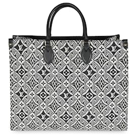 Louis Vuitton-Louis Vuitton Gris Jacquard Depuis 1854 Onthego GM-Noir,Blanc