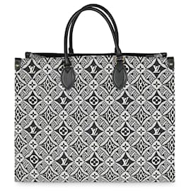 Louis Vuitton-Louis Vuitton Gris Jacquard Depuis 1854 Onthego GM-Noir,Blanc