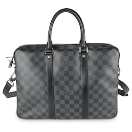 Louis Vuitton-Porte-documents de voyage PM en toile Damier Graphite Louis Vuitton-Marron,Noir