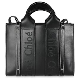 Chloé-Chloé Sac Woody Petit en Cuir de Veau Lisse Noir-Noir