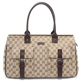 Gucci-Sac à main en toile GG Gucci-Marron,Beige