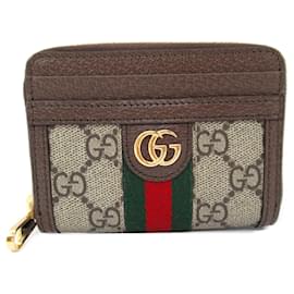 Gucci-Porte-monnaie Gucci en beige et marron-Marron,Beige