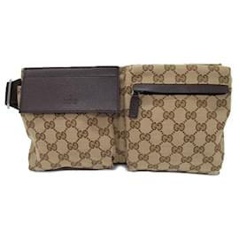 Gucci-Sac banane Gucci GG Canvas-Beige,Marron foncé