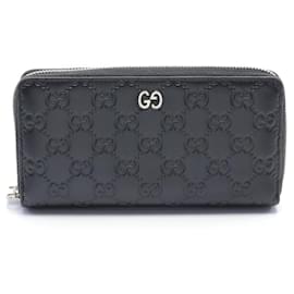 Gucci-Portefeuille long rond Guccissima de Gucci-Noir