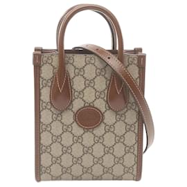 Gucci-Sac fourre-tout Gucci GG Supreme-Marron,Beige