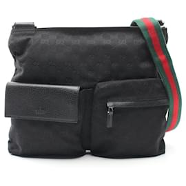 Gucci-Sac à épaule Gucci GG Canvas Sherry Line-Noir