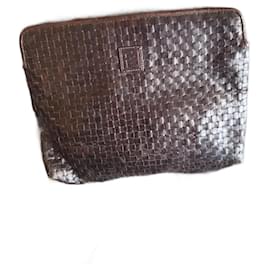 Fendi-Sangle en cuir tressé-Marron foncé