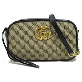 Gucci-Sac à épaule Gucci GG Marmont-Noir,Beige