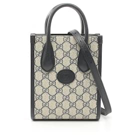 Gucci-Sac fourre-tout Gucci beige et marine-Beige,Bleu Marine