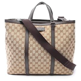 Gucci-Sac fourre-tout en toile GG Gucci-Marron,Beige