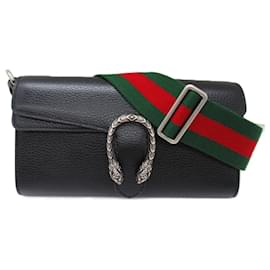 Gucci-Sac à épaule en cuir noir Gucci-Noir