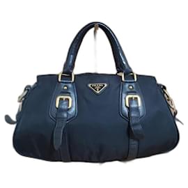 Prada-Prada Convertible Satchel Tessuto & Leather Bag-Black