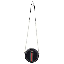 Gucci-Bandoulière Ophidia Round en cuir verni-Noir