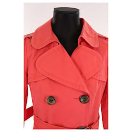 Burberry-Trench-coat en coton-Rouge