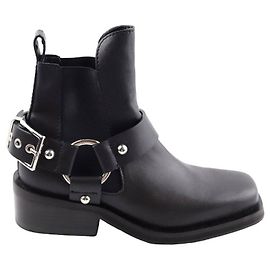 Ganni Botas de motociclista de cuero Negro