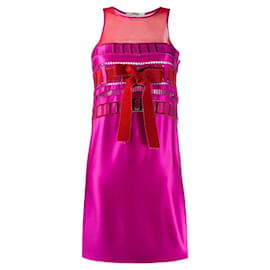 Gianfranco Ferré-Robe en soie fuchsia et rouge de Gianfranco Ferré-Rouge,Sable,Fuschia