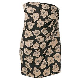 Emanuel Ungaro Ungaro Black Floral Silk Top Black Beige Sand