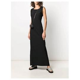 Jil Sander-Robe longue en coton noir Jil Sander-Noir