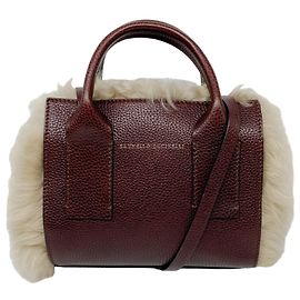 Brunello Cucinelli Borsa a tracolla in pelle marrone con montone Marrone