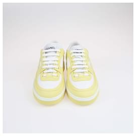 Chanel-Chanel Yellow/White Interlocking CC Logo Sneakers-White