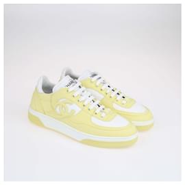 Chanel-Chanel Yellow/White Interlocking CC Logo Sneakers-White