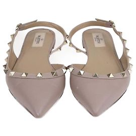 Beige Rockstud Slingback Ballerinas von Valentino Beige