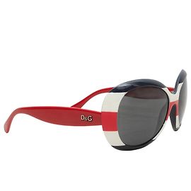 Red & Multicolor D&G Oversized Striped Sunglasses Red