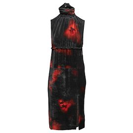 Schwarzes und rotes Altuzarra Indira Samt-Tie-Dye-Kleid Größe US S Schwarz